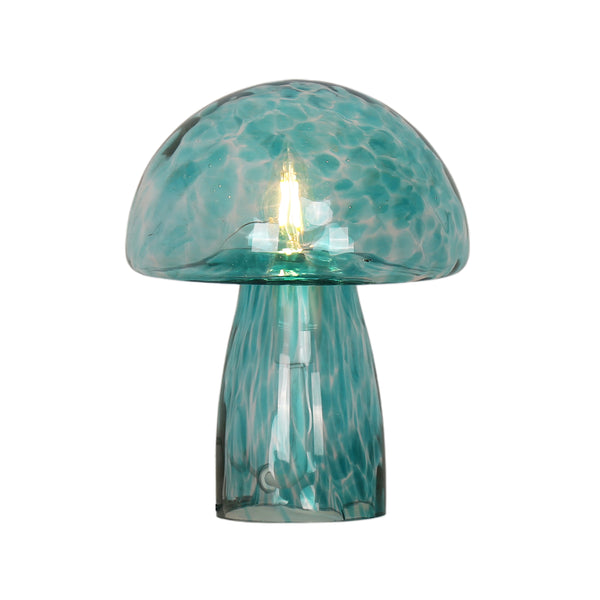 11" Spotted Mushroom Lamp, Seafoam