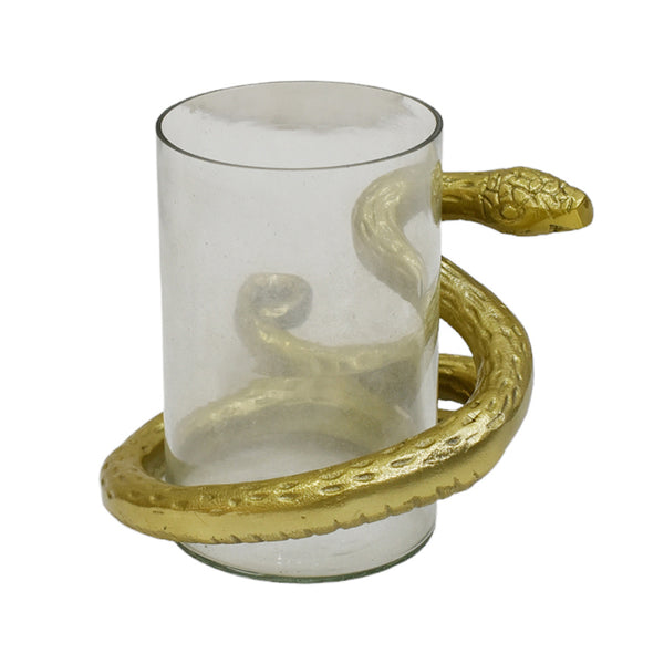 10" Snake Around Pillar Holder, Gold