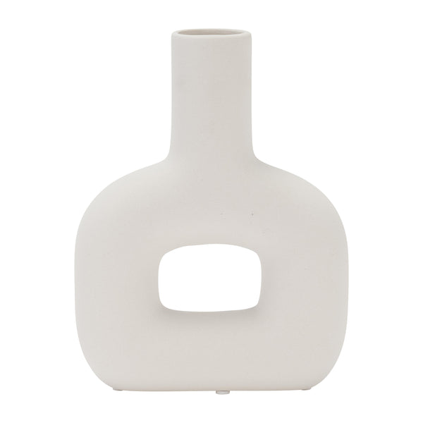 Dol, 8" Open Cut Vase, White