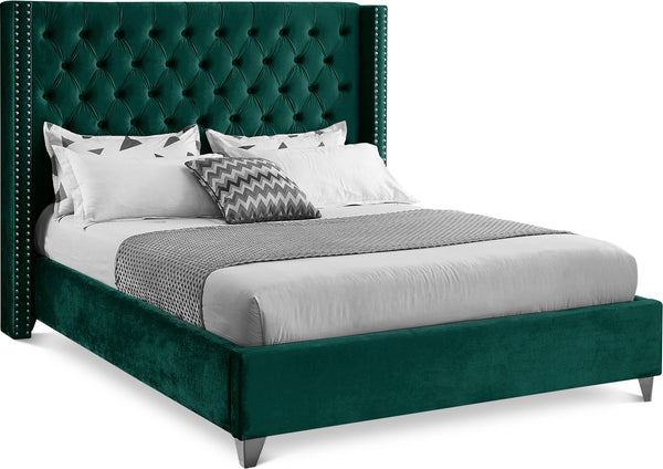 Aiden Green Velvet Queen Bed