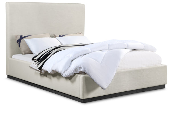 Alfie Beige Linen Textured Fabric Full Bed