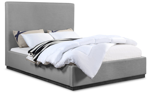Alfie Grey Linen Textured Fabric King Bed