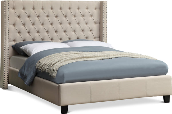 Ashton Beige Linen Textured King Bed