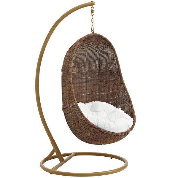Bean Outdoor Patio Wood Swing Chair With Stand