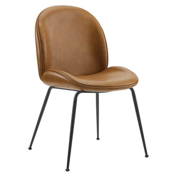 Scoop Black Powder Coated Steel Leg Vegan Leather Dining Chairs - Set of 2