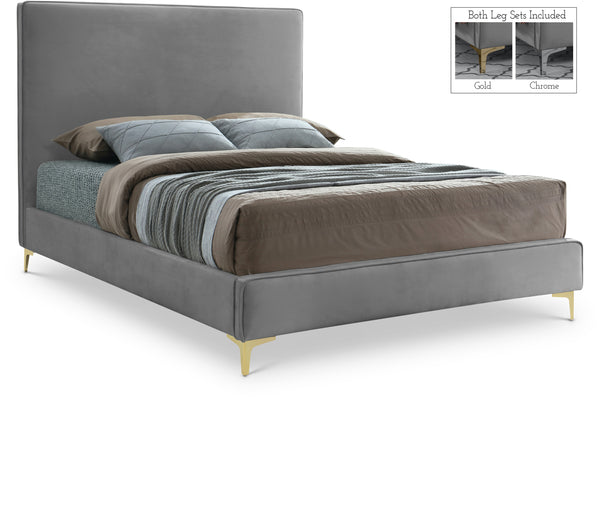 Geri Grey Velvet King Bed
