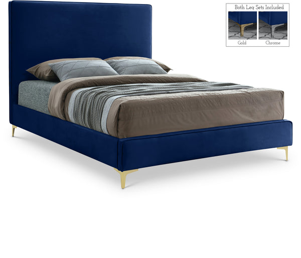 Geri Navy Velvet Full Bed