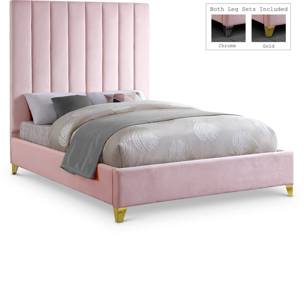 Via Pink Velvet Full Bed