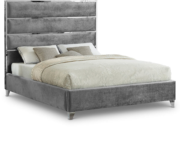 Zuma Grey Velvet Full Bed