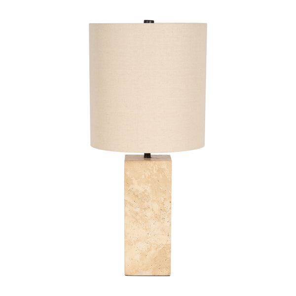 Travertine, 24" Pillar Table Lamp, Natural