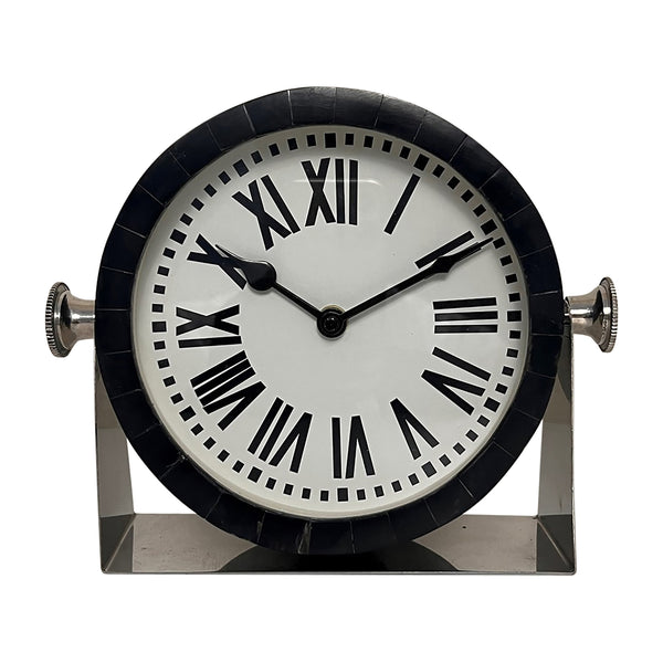 Metal Table Clock 7''  Nickel Black