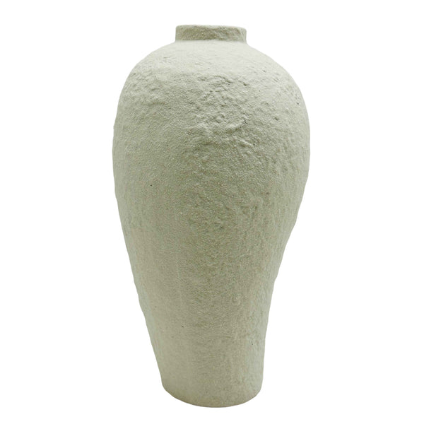11" Curved Rough Vase, Cream White