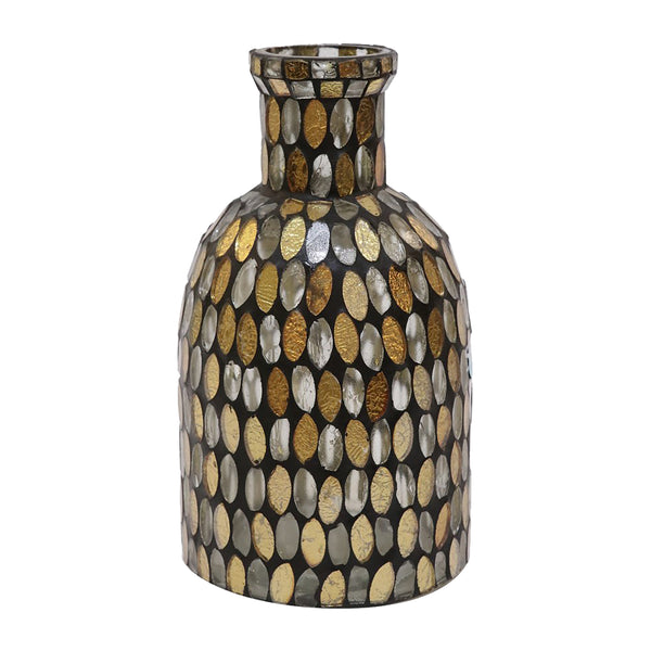 Glass, 8"h Mosaic Vase, Copper