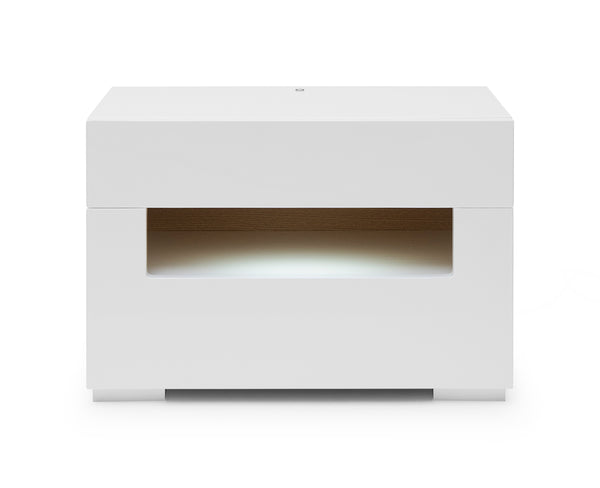 Ceres Modern White Lacquer Nightstand