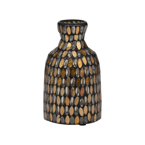 Glass, 7"h Mosaic Vase, Copper