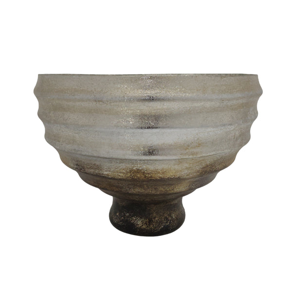 12" Glass Pedestal Bowl Ombre Finish, Multi