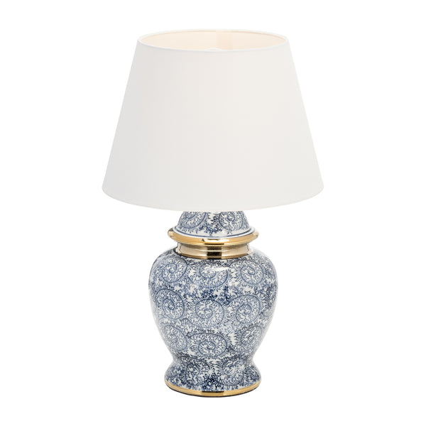 Ceramic 19" Chinoiserie Table Lamp, Blue/gold
