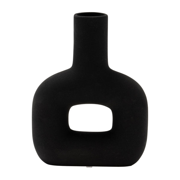 Dol, 8" Open Cut Vase, Black