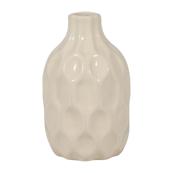 Cer, 8" Honeycomb Dimpled Vase, Cotton