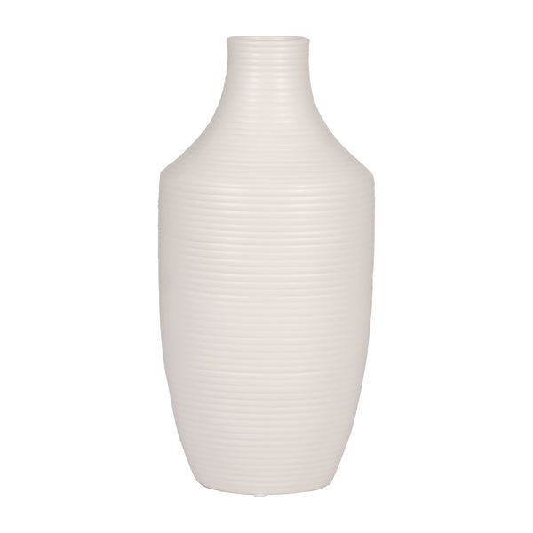 Cer, 12" Lines Vase, White