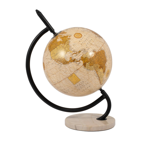 14" Globe On Marble Base, Ivory