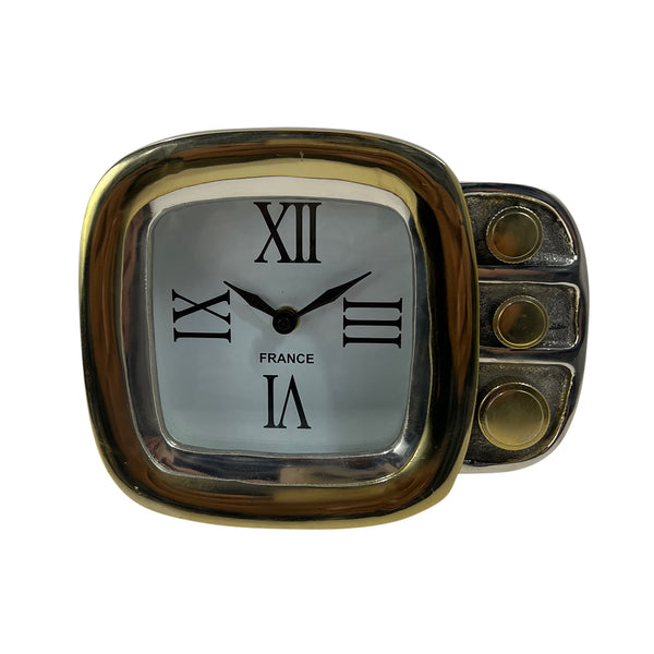 8" Retro Metal Clock, Gold/silver
