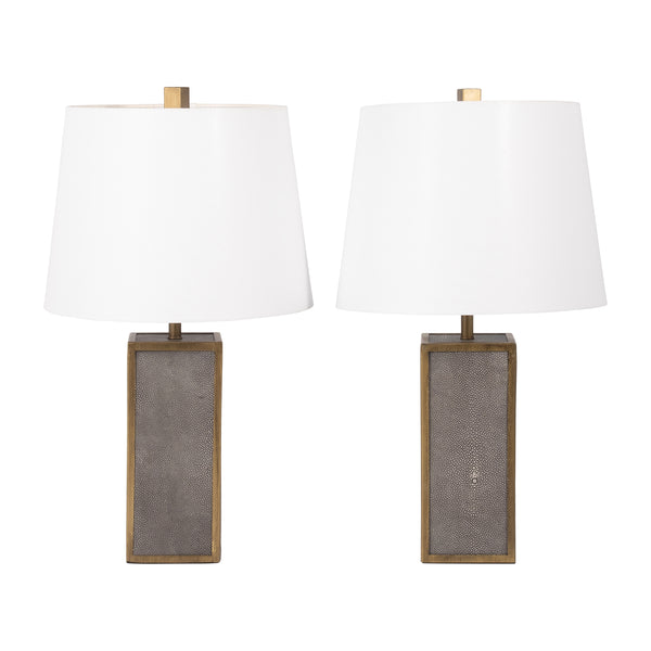S/2 Resin 24" Table Lamp, Gray/gold