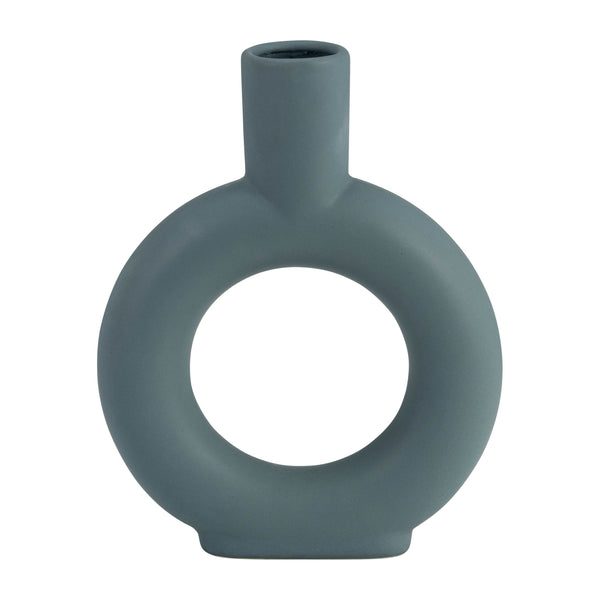 Cer, 9" Round Cut-out Vase, Deep Teal