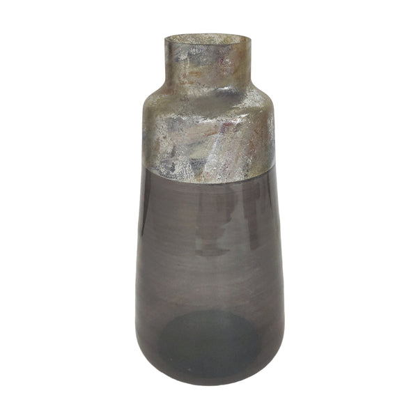 17" 2-tone Glass Vase, Grey Multi