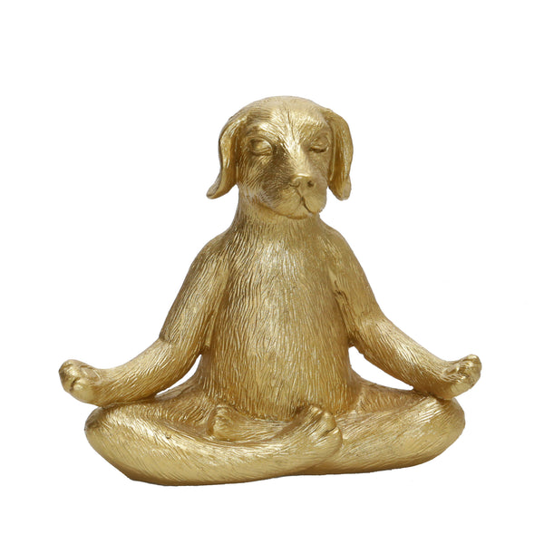 Polyresin 7" Yoga Dog, Gold