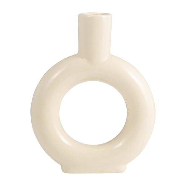 Cer, 9" Round Cut-out Vase, Cotton