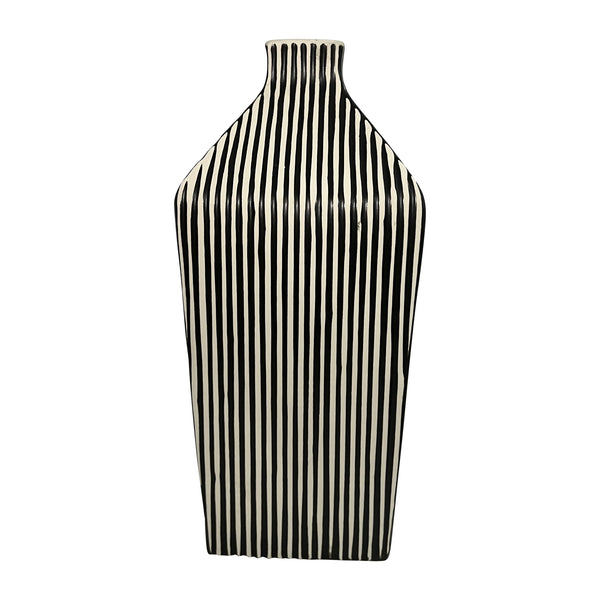 11" Lines Square Vase, Black/white