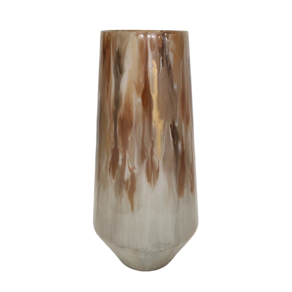 16" Tapered Bottom Vase Nude Drip Finish,tan/multi