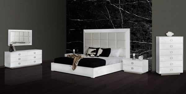 Queen A&X Victoria Modern White Crocodile Bedroom Set