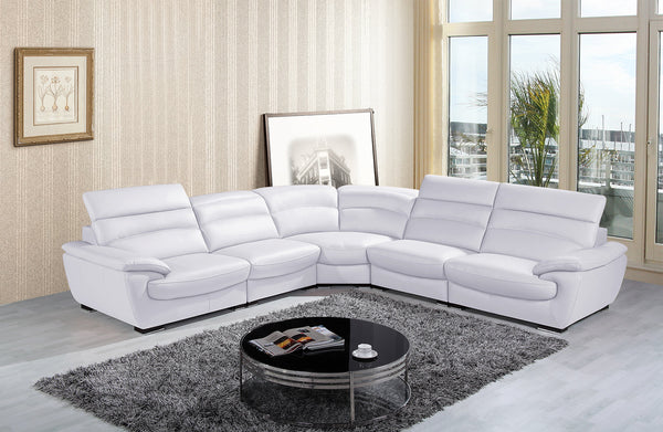 Divani Casa Hana Modern White Leather Sectional Sofa