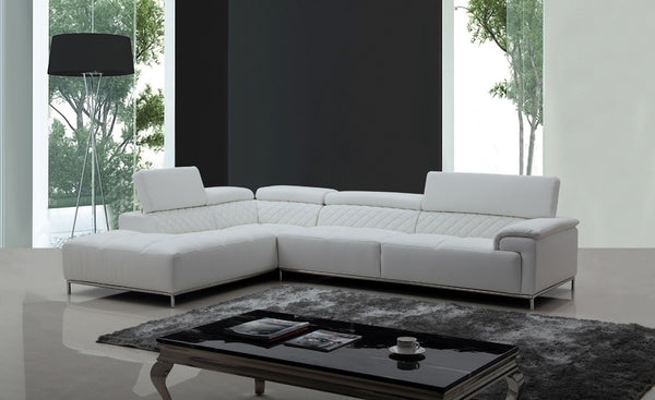 Divani Casa Citadel Modern White Eco-Leather Sectional Sofa w/ Audio System