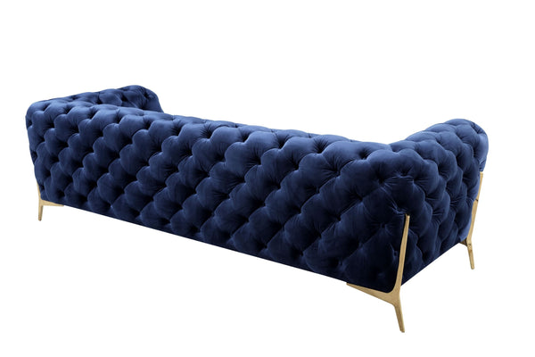 Divani Casa Sheila - Transitional Dark Blue Fabric Sofa