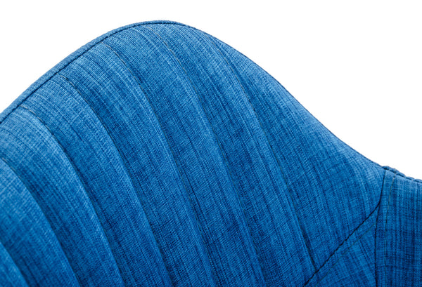 Modrest Synergy Mid-Century Blue Fabric Dining Arm Chair