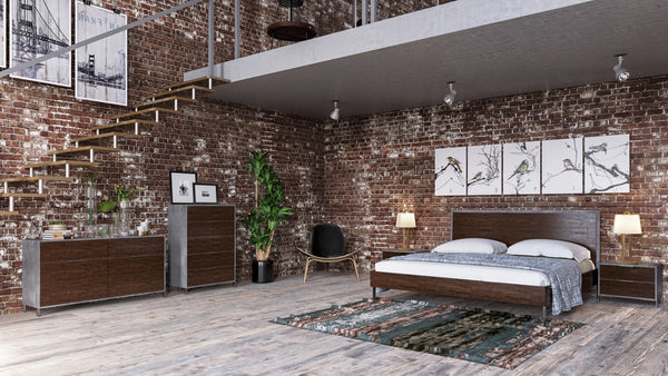Eastern King Nova Domus Conner Modern Dark Walnut & Concrete Bedroom Set