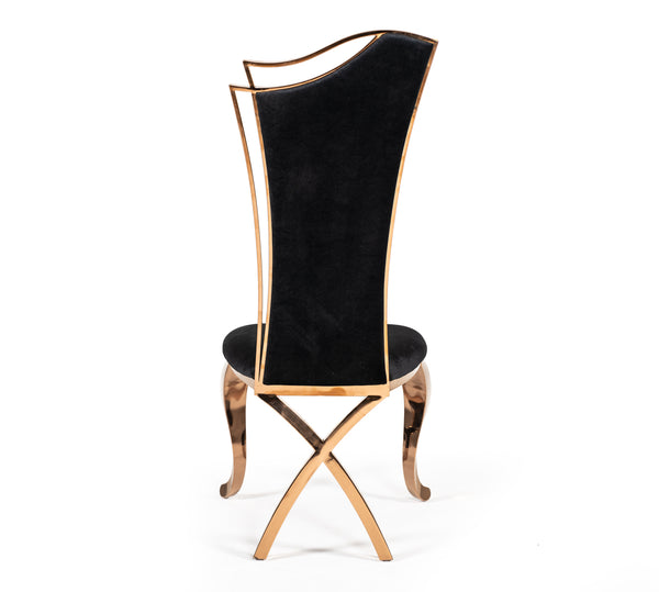 Modrest Bonnie Transitional Black Velvet & Rosegold Dining Chair (Set of 2)