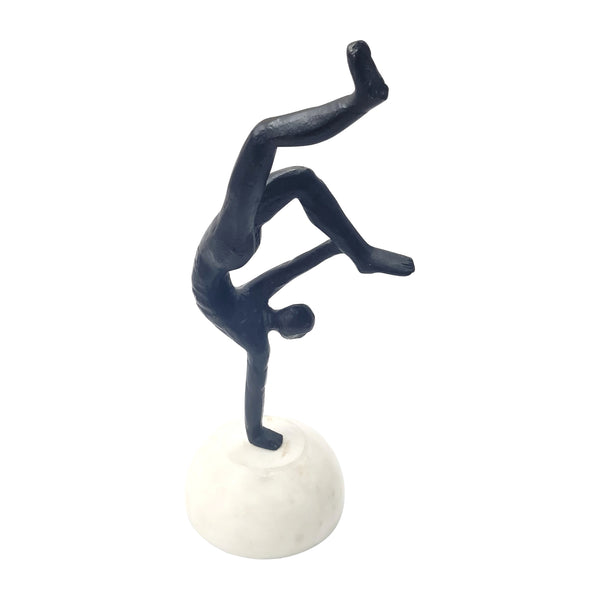 11"h, Metal, Man On Marble Ball, Black