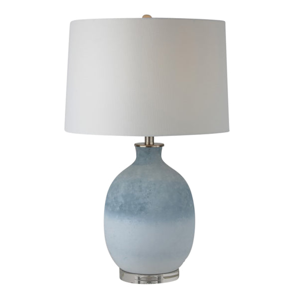 27" 2-tone Glass Table Lamp, Blue/white