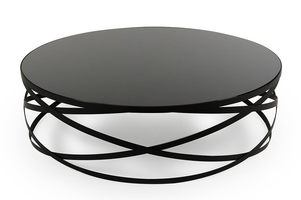 Modrest Wixon Modern Black Round Coffee Table