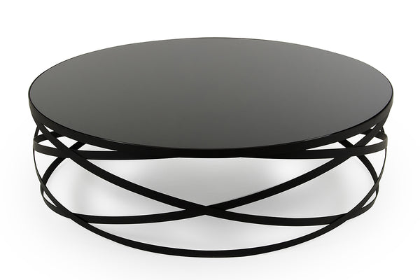 Modrest Wixon Modern Black Round Coffee Table