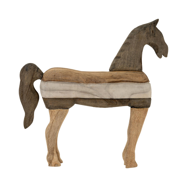 Mago Wood 15", Horse Sculputure, Dark Brown