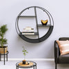 Metal, 32" 4-layered Round Shelf, Black