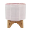 Ceramic 8" Planter On Stand, Cream Stripe