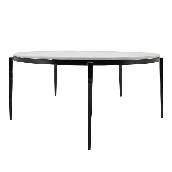 Metal, 34x17" Coffee Table W/ Marble Top, Black Kd