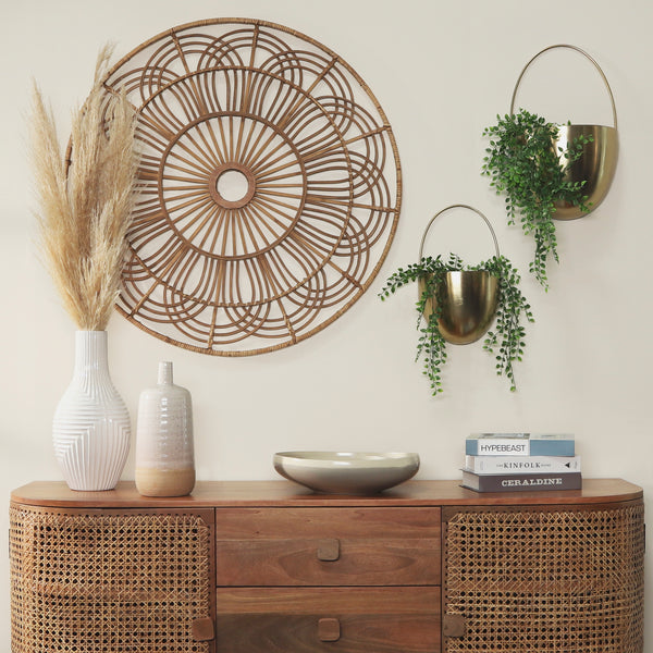 Wicker, 36", Round Wall Accent, Brown