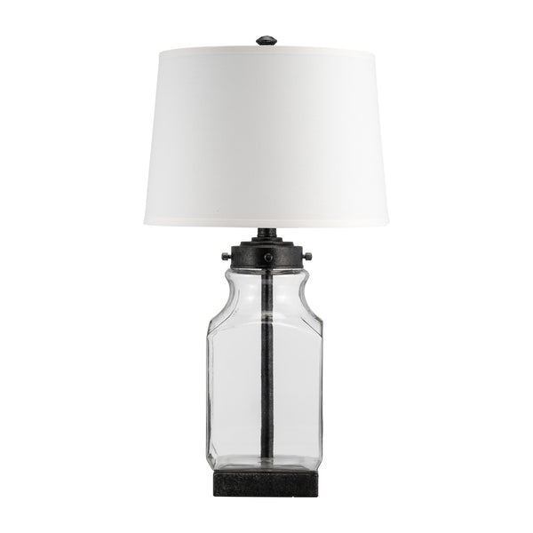 Glass, 30" Bottle Table Lamp, Clear/white